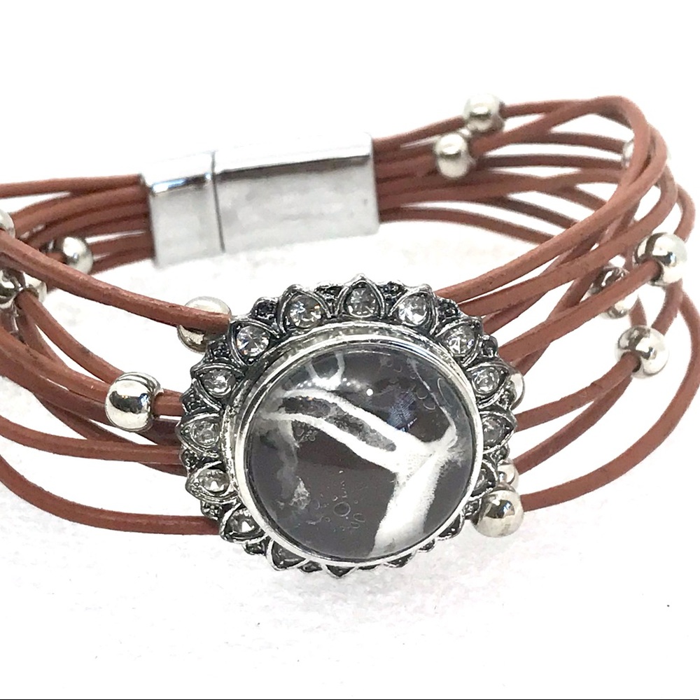 Leather snap bracelet Handmade 20mm snap SB20